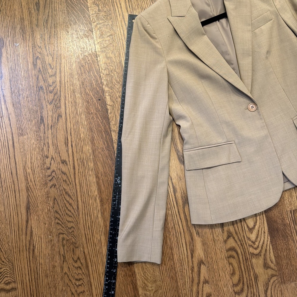 Theory Tailored Blazer Women's Tan Wool Lycra Blazer Jacket Single Button, Sz 2 - Picture 9 of 12